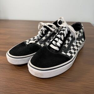 Vans Old Skool Black/White Suede Checkered Low Top‎ Canvas Sneakers Men’s 9